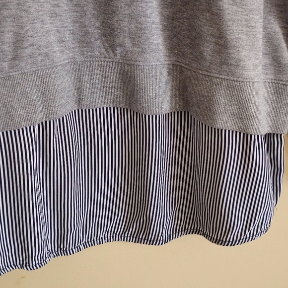 Tommy Hilfiger Women's Grey & Navy Monogrammed Pinstripe Sweatshirt Size Large - Picture 4 of 7